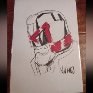 Judge Dredd Original Sketch By Eddie Nunez Signed With COA